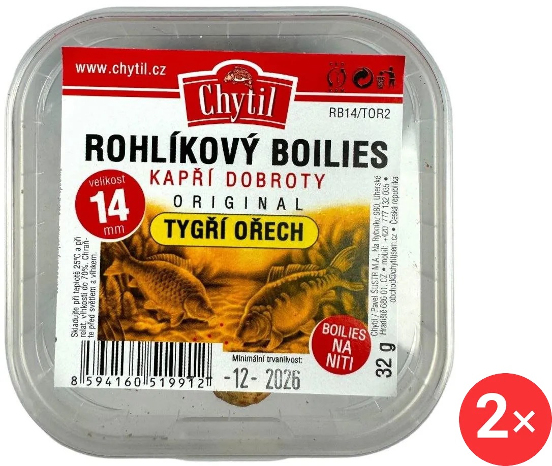 Chytil Rohlíkový boilies 2 × 32 g, 14 mm Tygří ořech