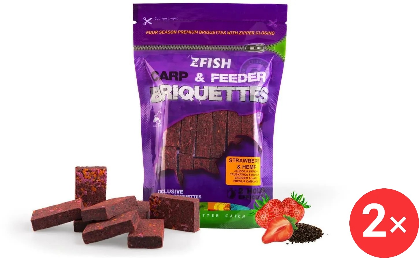 Zfish Zakrmovací brikety Carp&Feeder 2 × 220 g Strawberry & Hemp