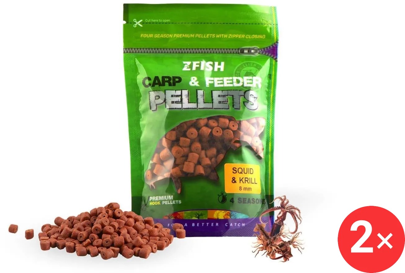 Zfish Chytací pelety Carp&Feeder 2 × 200 g 8 mm Squid-Krill