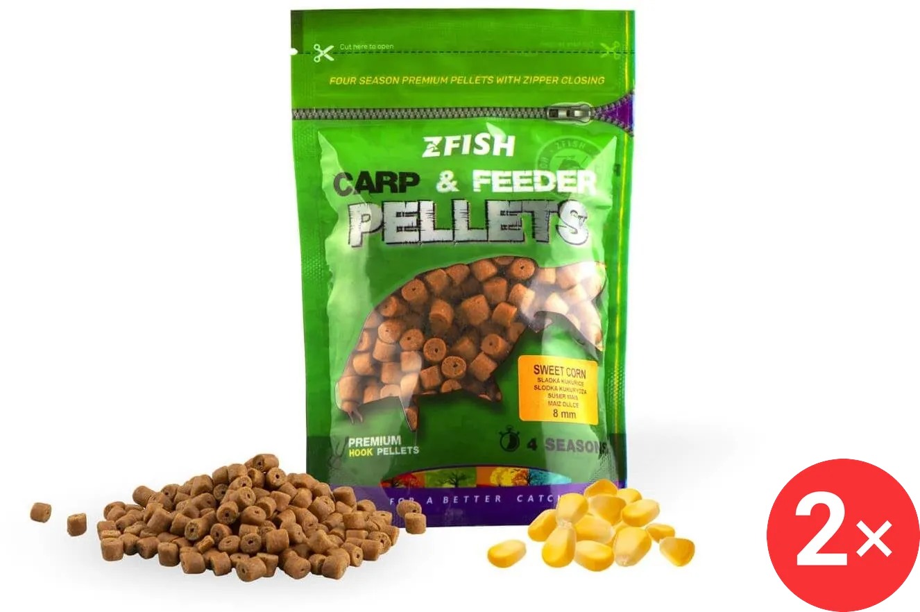 Zfish Chytací pelety Carp&Feeder 2 × 200 g 8 mm Sweet Corn