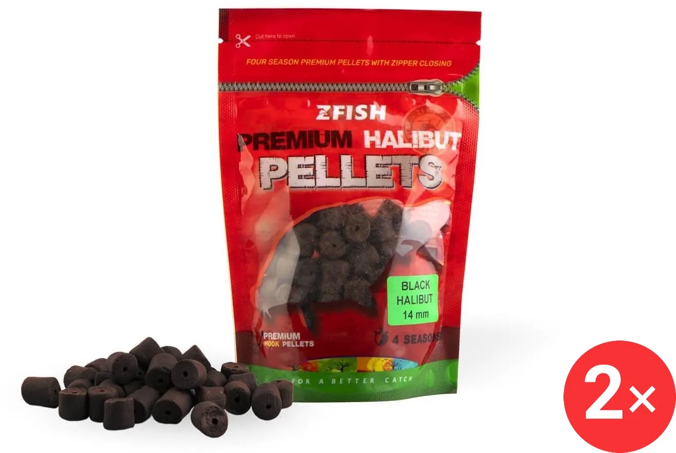 Zfish Chytací pelety Premium Halibut 2 × 200 g 14 mm Black Halibut