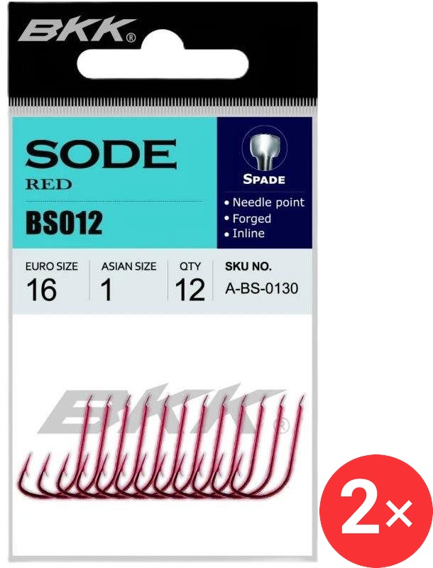 BKK Háček SODE RED Diamond Velikost 8 2 × 12 ks