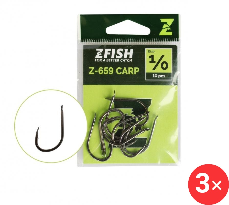 Zfish Carp Hooks Z-659 Velikost 6 3 × 10 ks