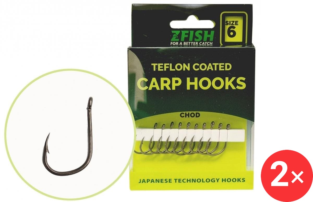 Zfish Teflon Hooks Chod Velikost 8 2 × 10 ks