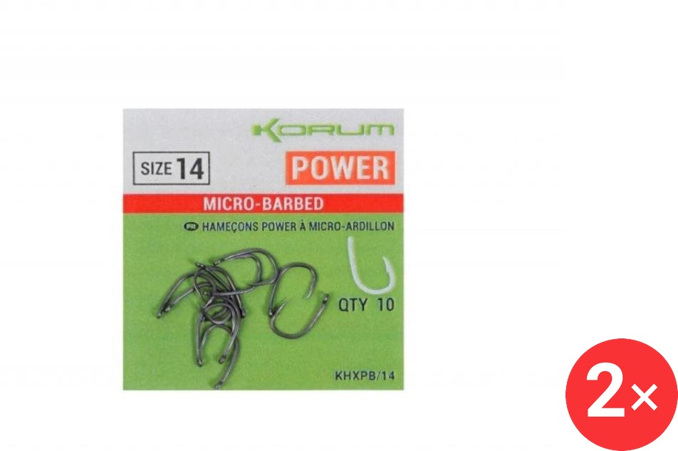 KORUM Háček Xpert Power Micro Hooks, velikost 14, 2 × 10 ks