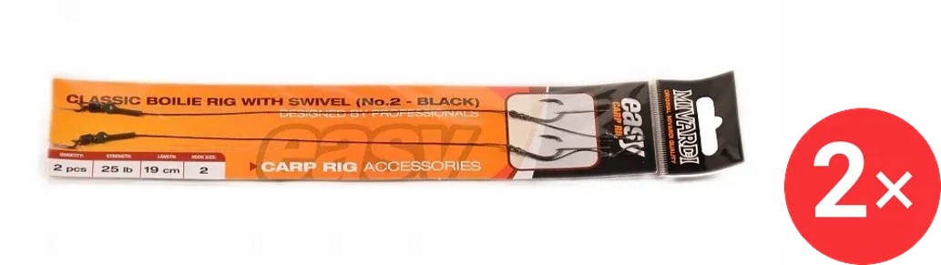 Mivardi Classic Boilie Rig EASY with swivel 2 × Velikost 1 Černý