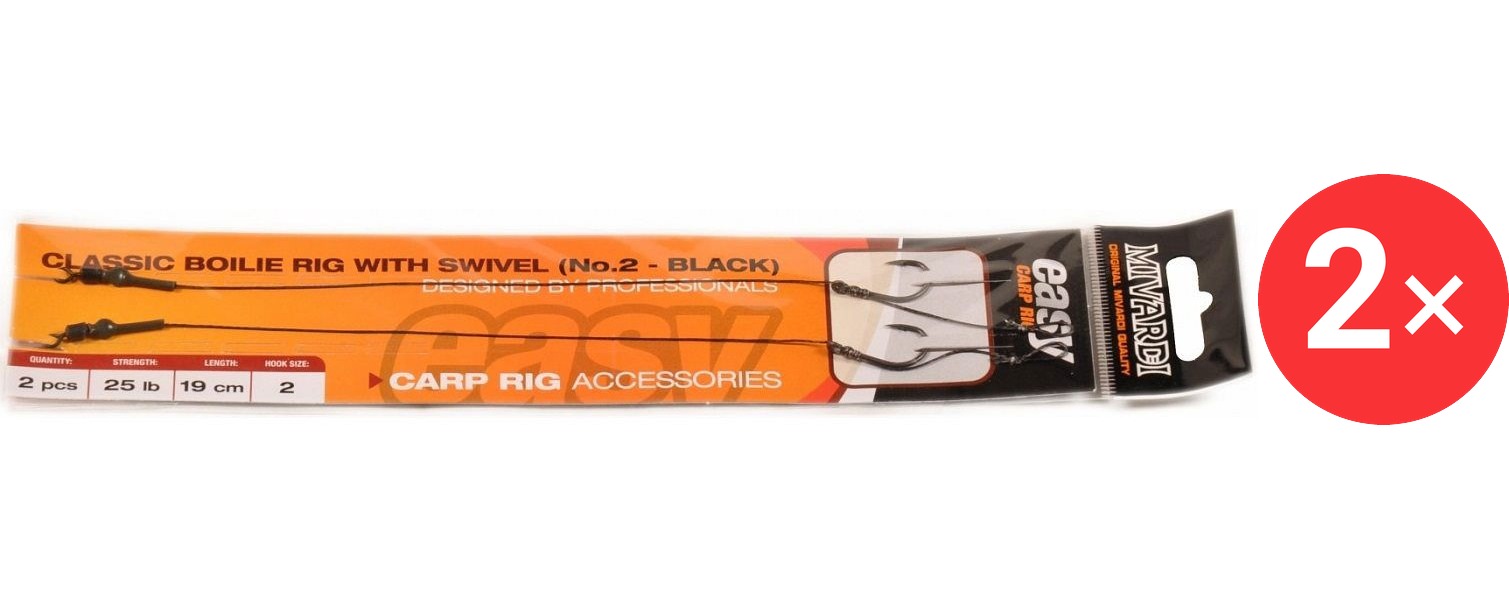 Mivardi Adjustable hair rig EASY 2 × Velikost 2 Černý