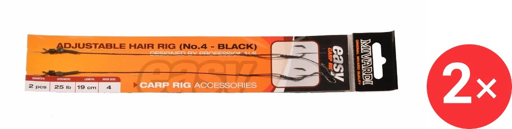 Mivardi Adjustable hair rig EASY 2 × Velikost 4 Černý