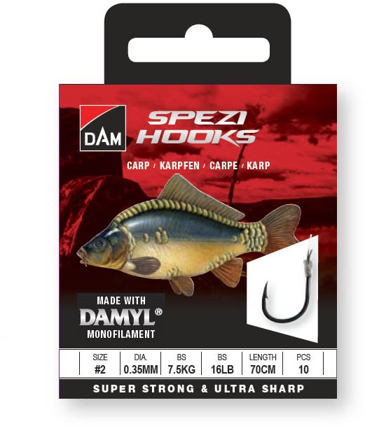 DAM Spezi Carp 2 × Velikost 8 0,25 mm 4 kg 8,5 lb 70 cm 10 ks
