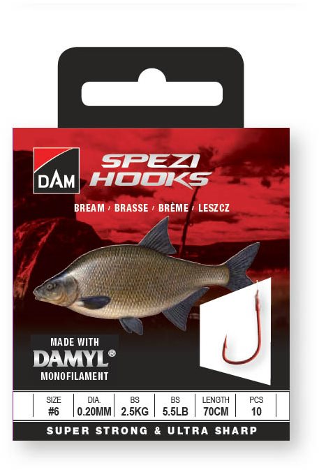 DAM Spezi Bream 2 × Velikost 8 0,20 mm 2,5 kg 5,5 lb 70 cm 10 ks