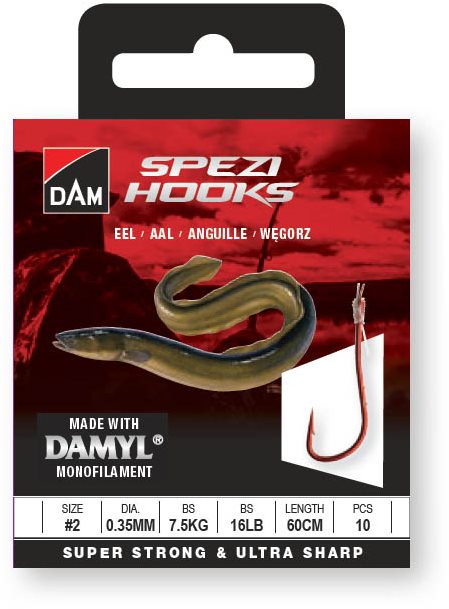 DAM Spezi Eel 2 × Velikost 8 0,25 mm 4 kg 8,5 lb 60 cm 10 ks