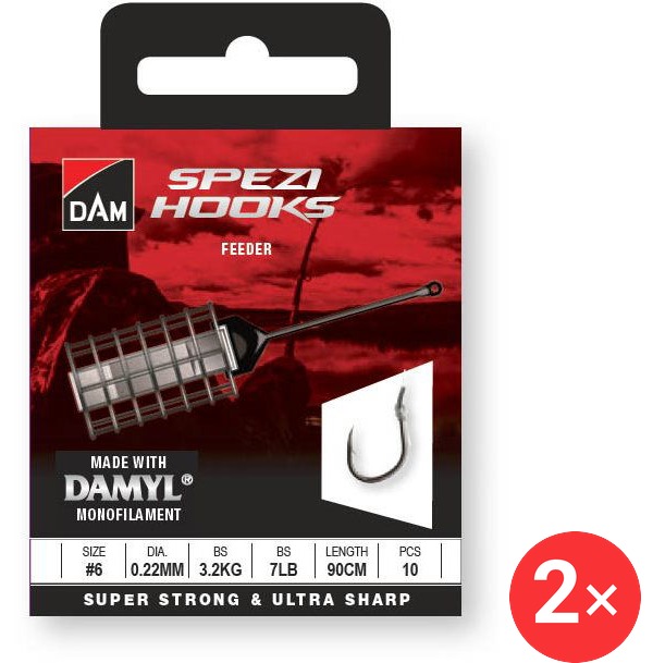 DAM Spezi Feeder 2 × Velikost 6 0,22 mm 3,2 kg 7 lb 90 cm 10 ks