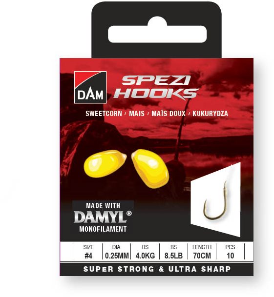 DAM Spezi Sweetcorn 2 × Velikost 8 0,20 mm 2,5 kg 5,5 lb 70 cm 10 ks