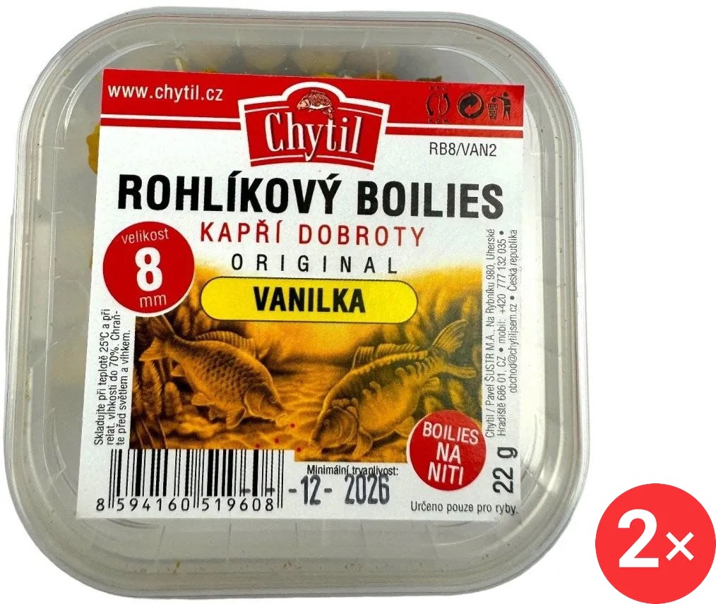 Chytil Rohlíkový boilies 2 × 22 g, 8 mm, Vanilka