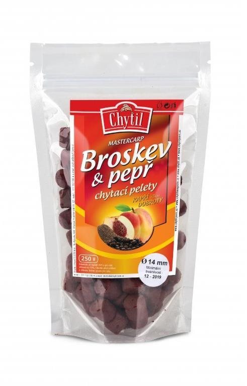 Chytil Chytací pelety s dírou 250g 14mm Broskev/Pepř