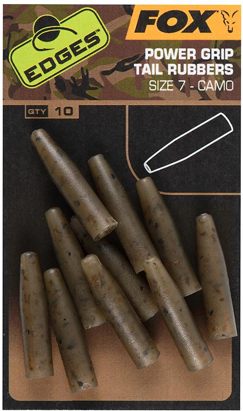 Fox Edges Power Grip Tail Rubbers, velikost 7, barva camo, 10 ks