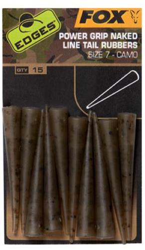 Fox Edges Power Grip Naked Line Tail Rubbers, velikost 7, barva camo, 10 ks