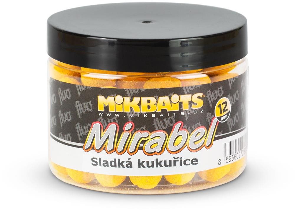 Mikbaits Fluo boilies Mirabel Sladká kukuřice 150 ml 12 mm