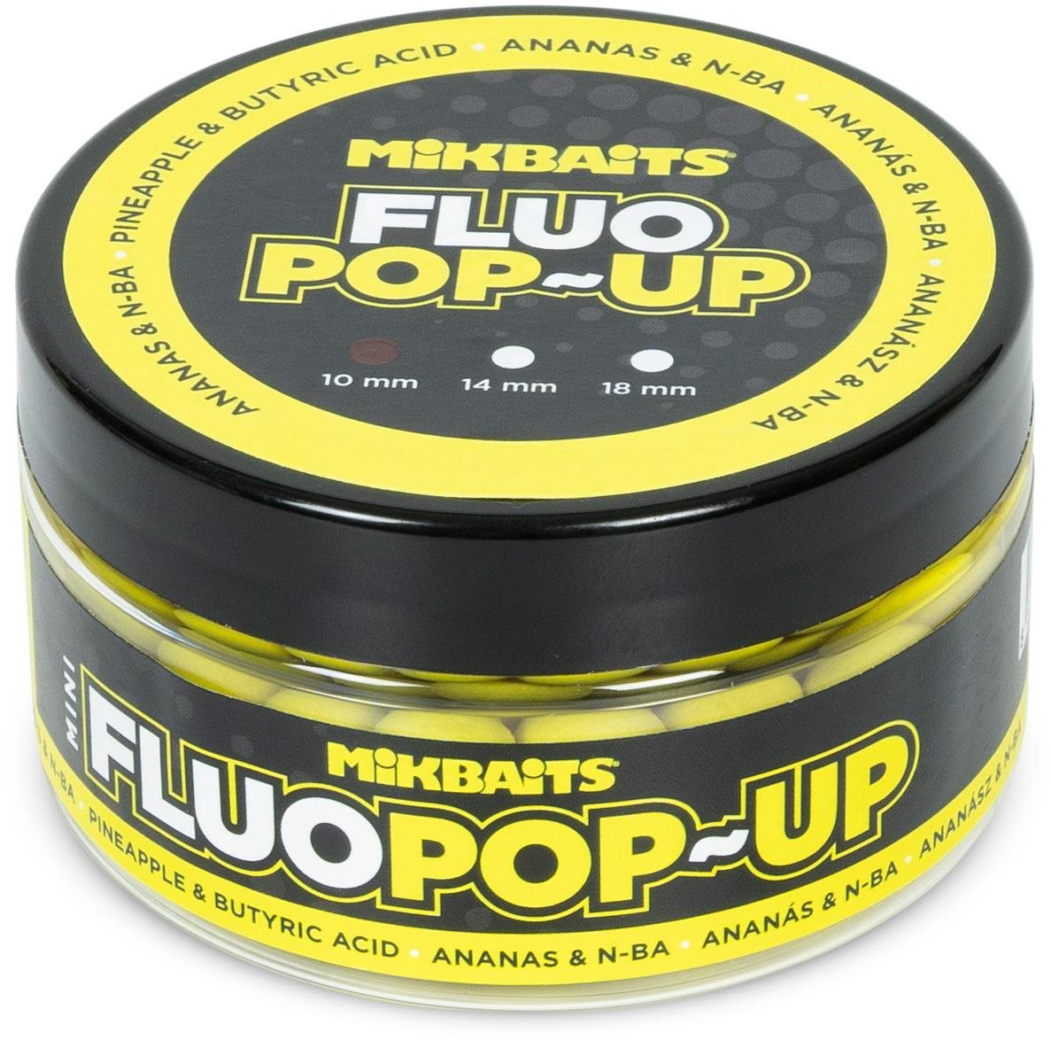 Mikbaits Mini Plovoucí fluo boilies Ananas N-BA 100 ml 10 mm