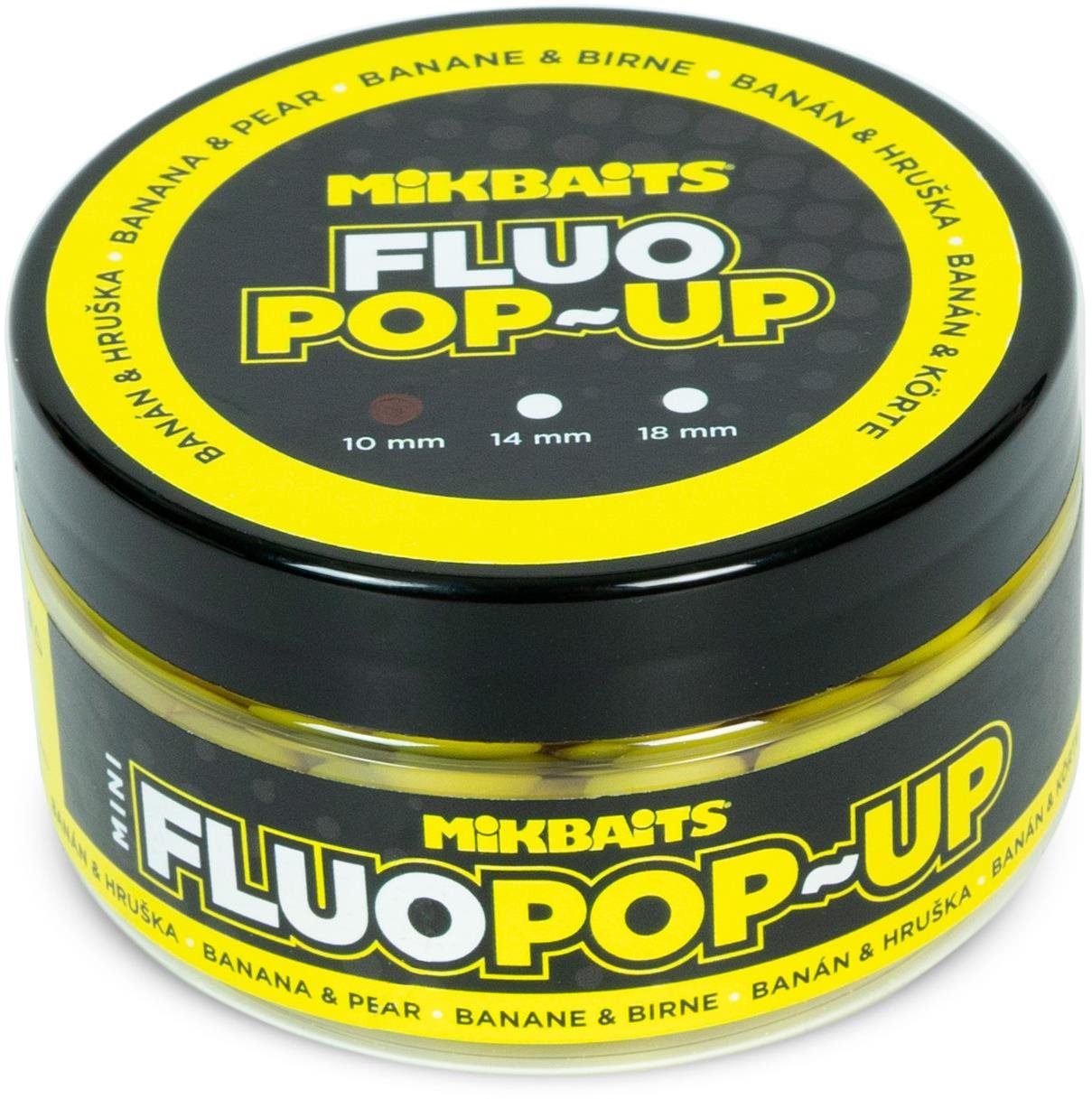 Mikbaits Mini Plovoucí fluo boilies Banán Hruška 100 ml 10 mm