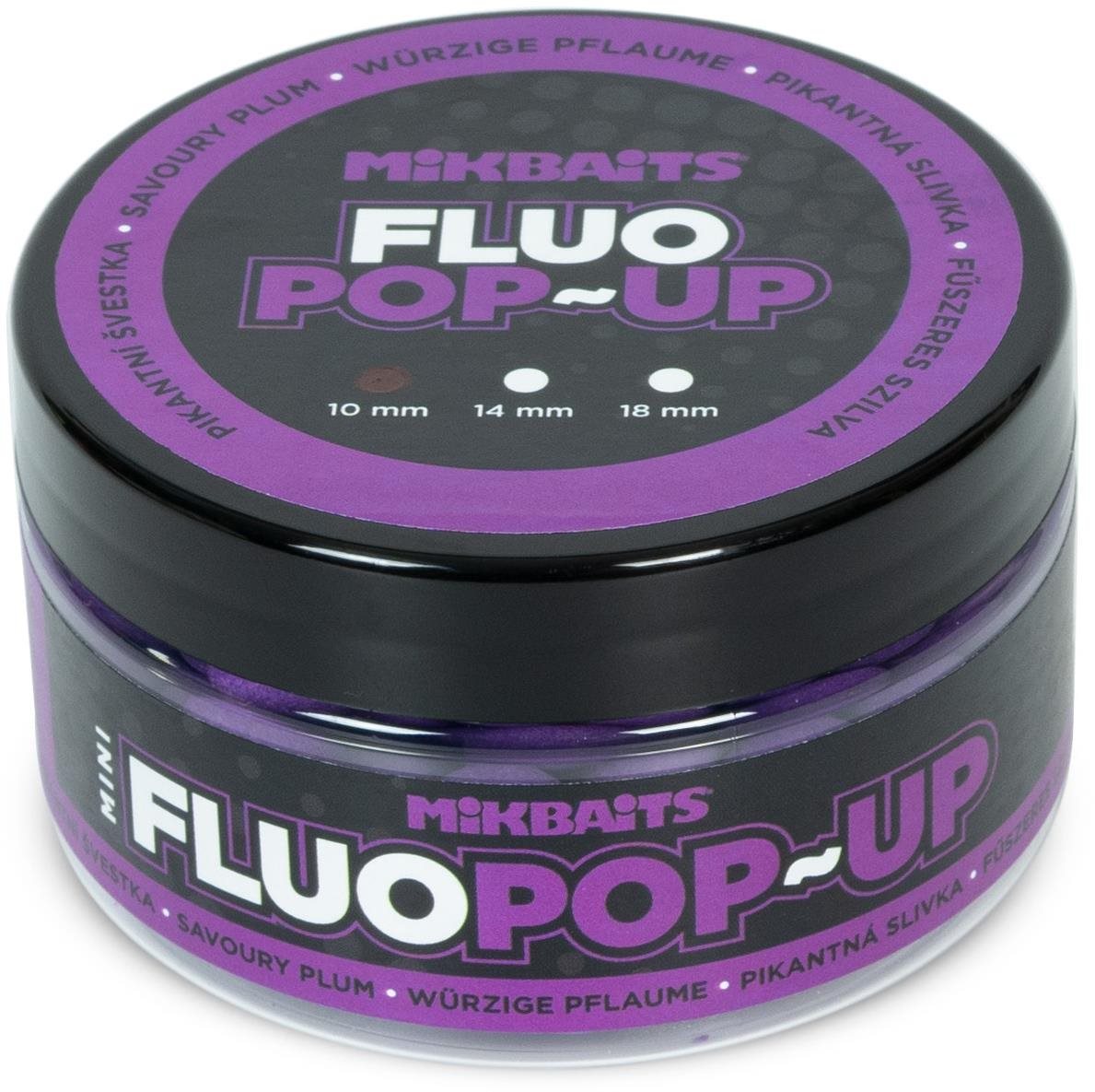 Mikbaits Mini Plovoucí fluo boilies Pikantní švestka 100 ml 10 mm