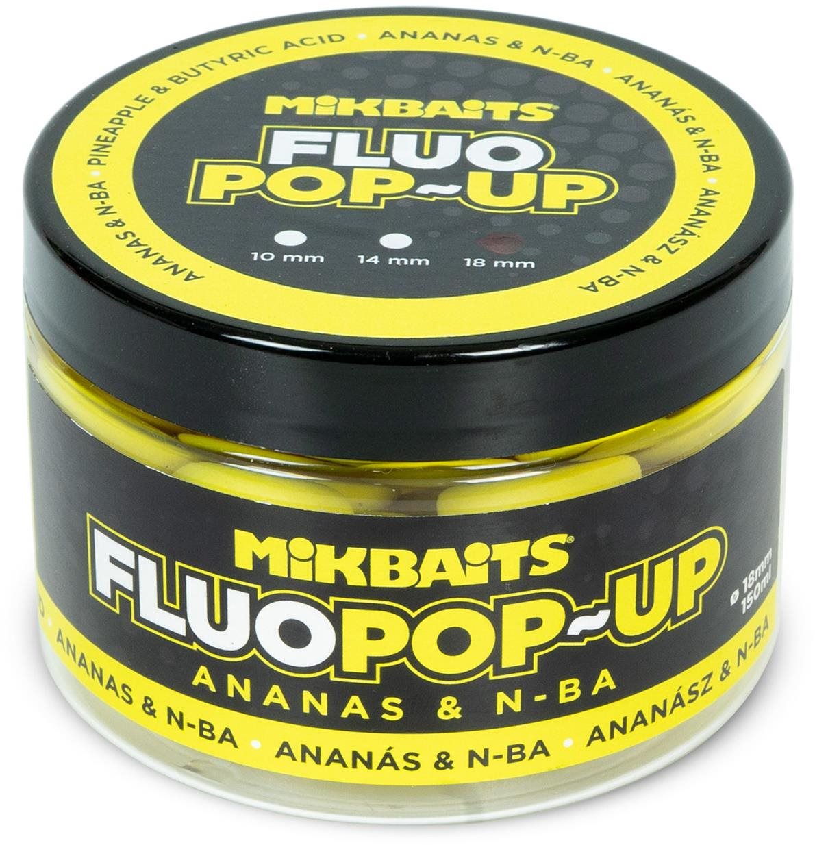 Mikbaits Plovoucí fluo boilie Ananas N-BA 150 ml 18 mm