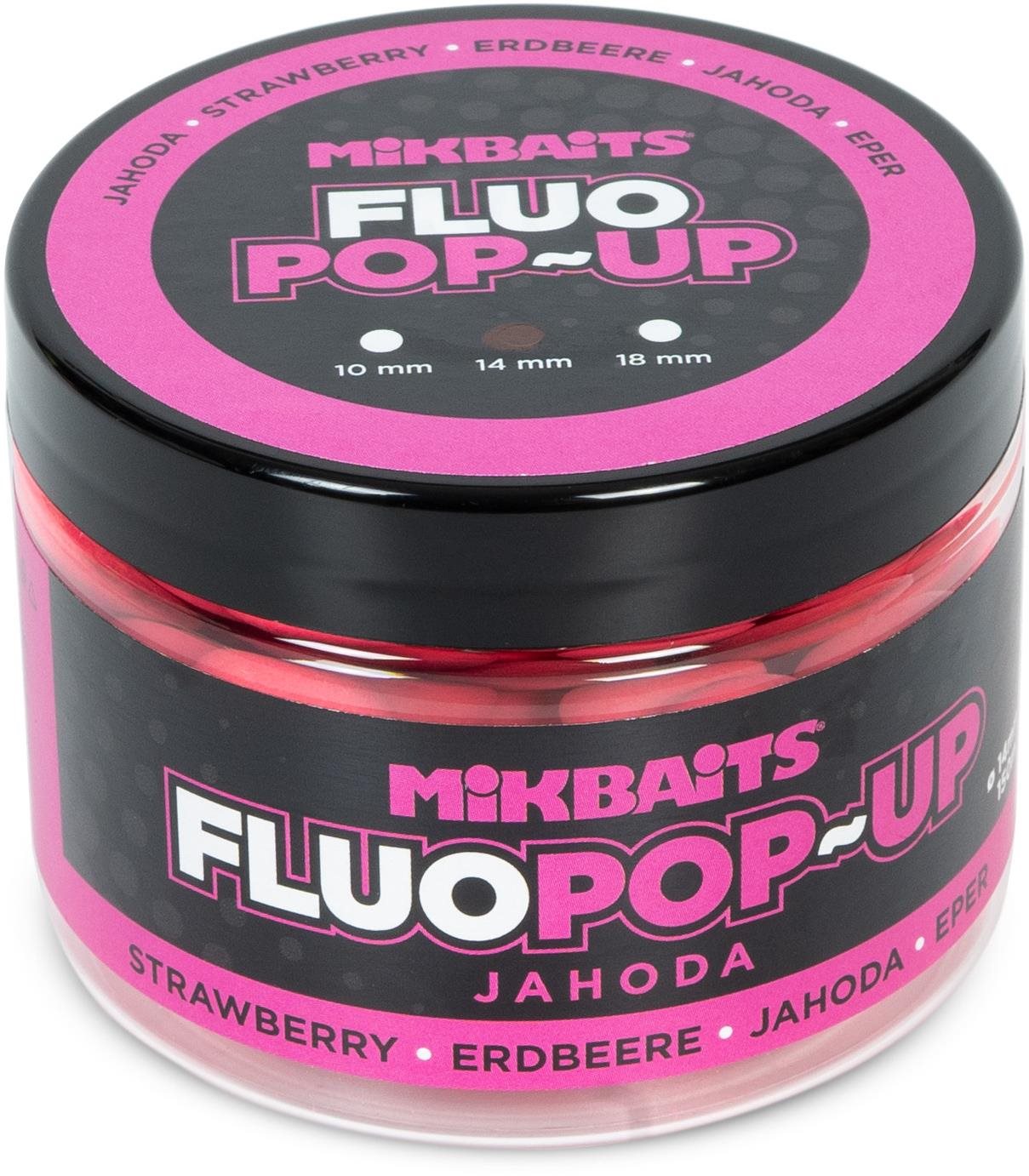 Mikbaits Plovoucí fluo boilie Jahoda 150 ml 14 mm