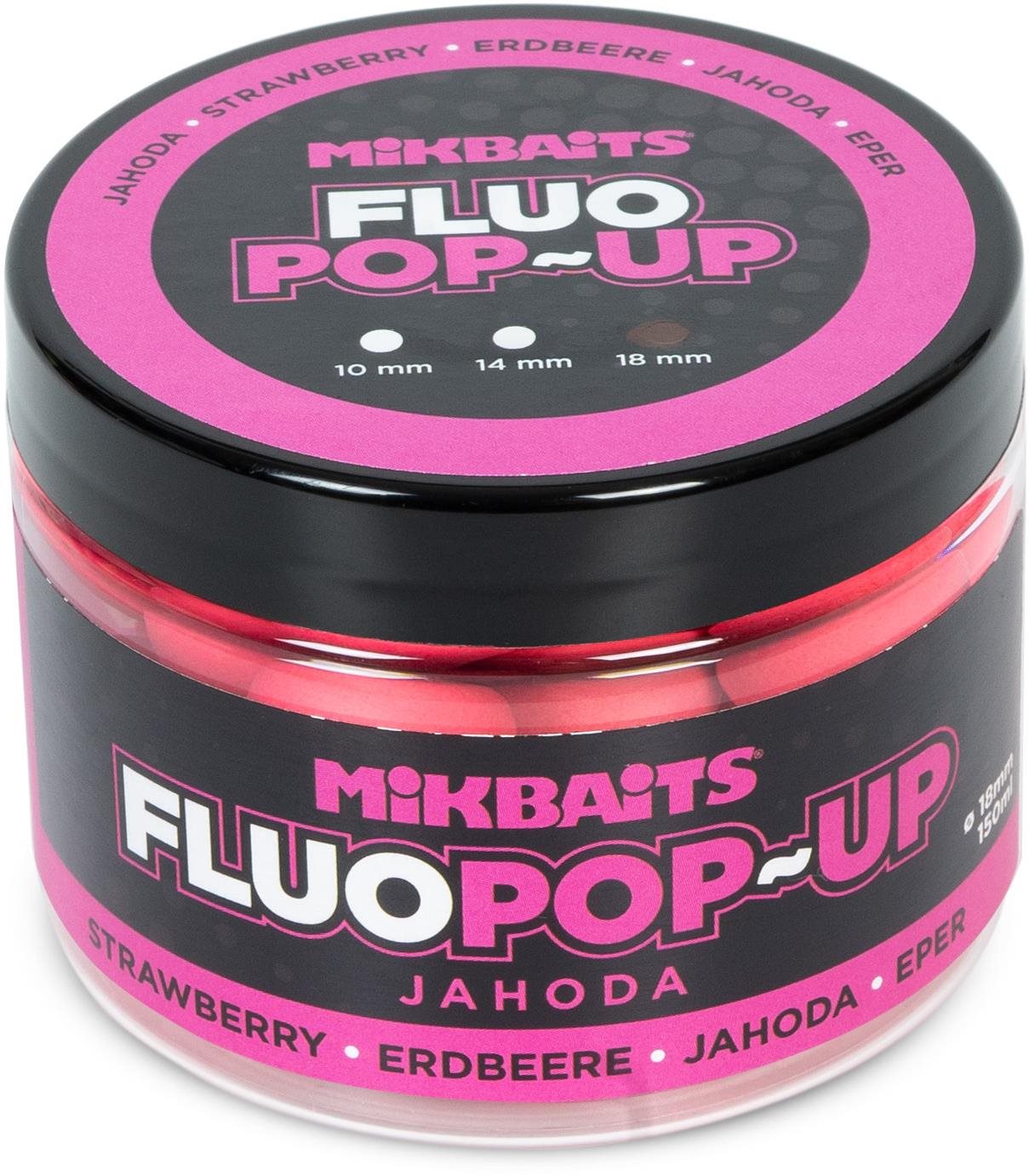 Mikbaits Plovoucí fluo boilie Jahoda 150 ml 18 mm