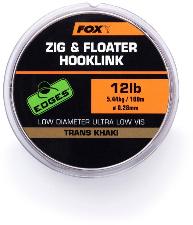 Fox Zig and Floater Hooklink Trans Khaki 100 m, 0,28 mm, 12 lb