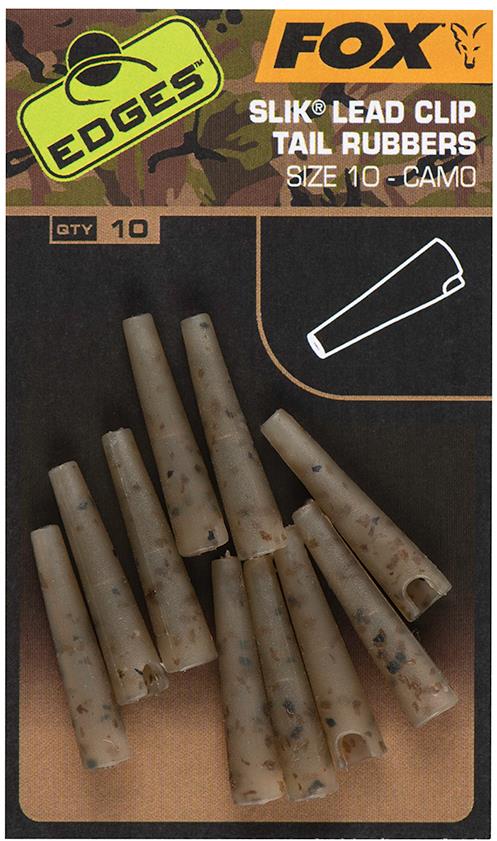 Fox Edges Camo Size 10 Slik Lead Clip Tail Rubber 10ks