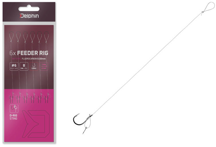 Delphin Návazec FLR D-rig BARB 8cm 0,22 mm Velikost 8 Sting 7 mm 6 ks