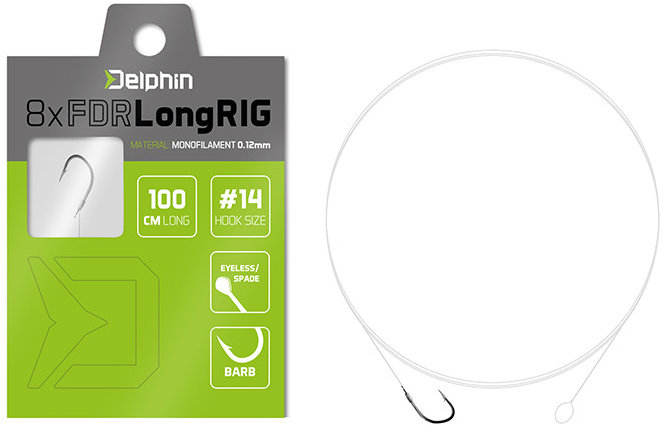 Delphin Návazec FDR LongRIG BARB 100 cm 0,14 mm Velikost 12 8 ks