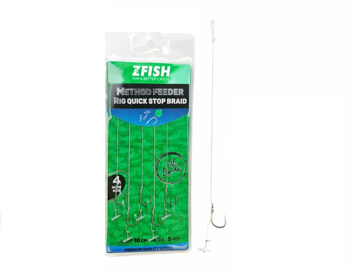 Zfish Návazec Method Feeder Rig Quick Stop Braid Velikost 4 5 ks