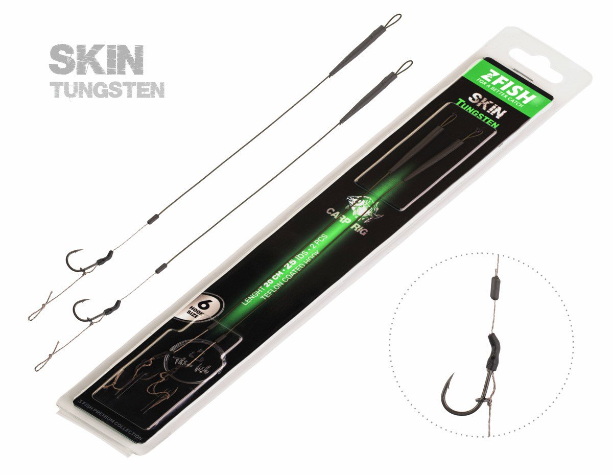 Zfish Návazec Skin Tungsten Rig 20 cm 25 lb Velikost 4 2 ks