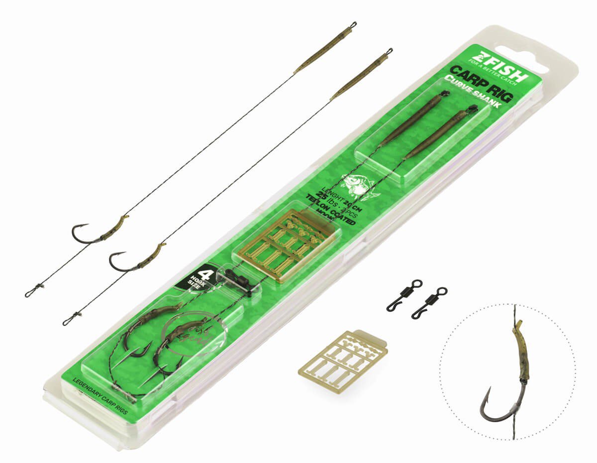 Zfish Návazec Curve Shank Carp Rig 20 cm 25 lb Velikost 2 2 ks