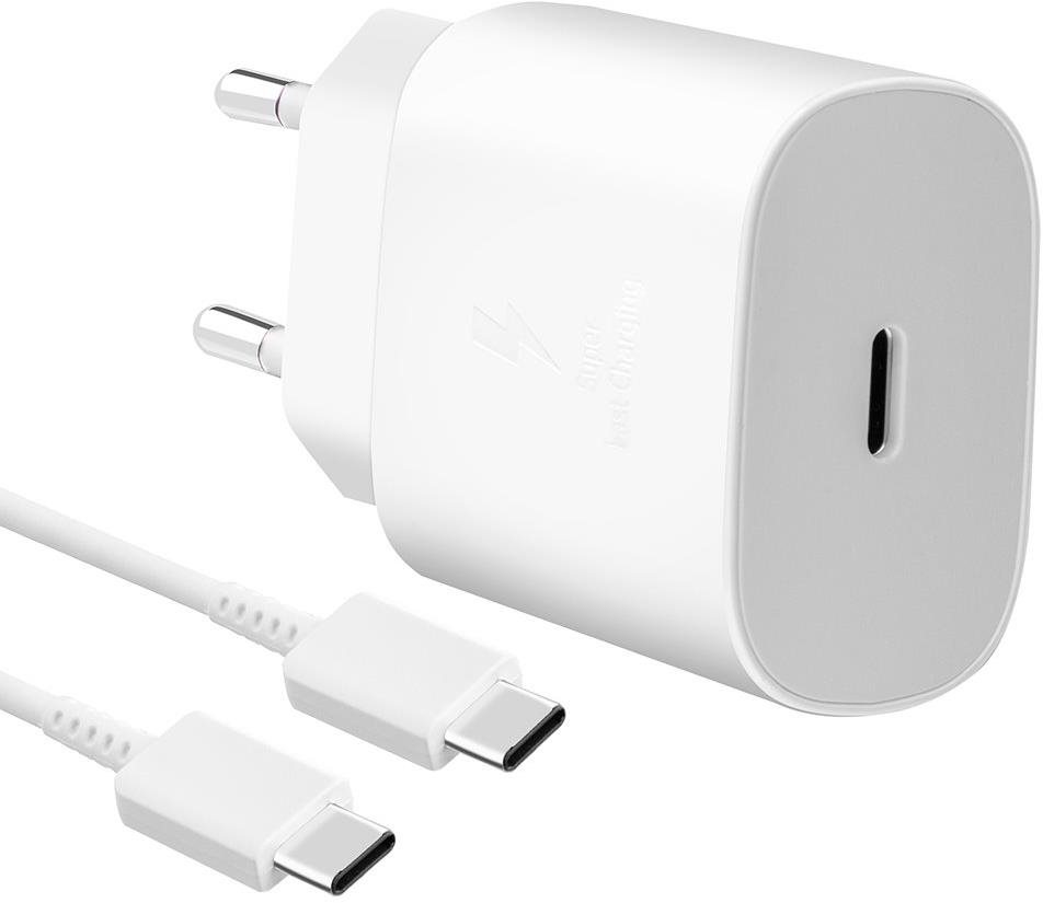 Samsung cestovní nabíječka 25W + USB-C/USB-C datový kabel White