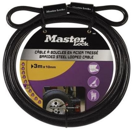 Master Lock Ohebné ocelové lanko 49EURD, 300 cm × 1 cm