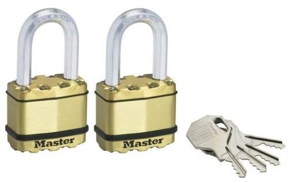 Master Lock Set 2 ks mosazných visacích zámků M5BEURTLF Master Lock Excell 50mm