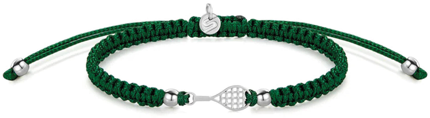 Sailbrace Tennis dark green braided bracelet, silver