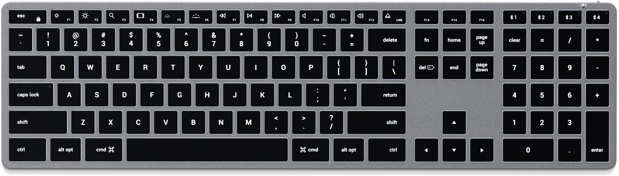 Satechi Slim X3 Bluetooth BACKLIT Wireless Keyboard - Space Grey - US