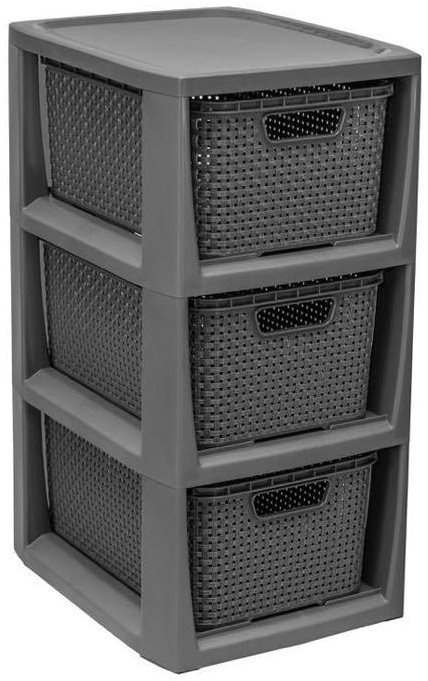Branq Komoda Rattan - 3 košíky antracit
