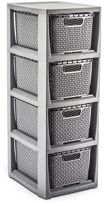 Branq Komoda Rattan - 4 košíky antracit