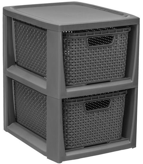 Branq Komoda Rattan - 2 košíky antracit