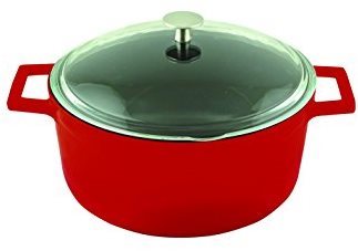 LAVA METAL Litinový hrnec kulatý 20cm se skleněnou poklicí - červený