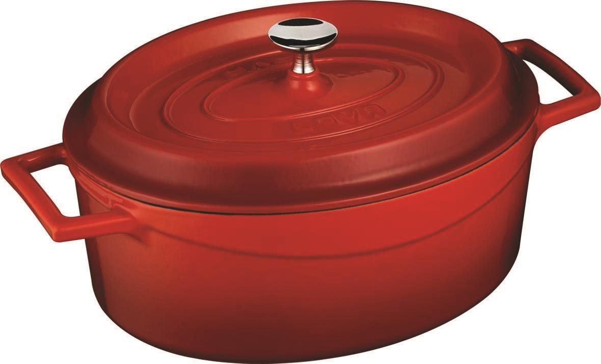 LAVA Metal Hrnec litinový oválný, červený, obsah 4,8 l, průměr 29 cm
