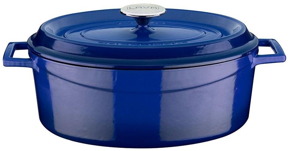LAVA Metal Hrnec litinový oválný, modrý, obsah 4,8 l, průměr 29 cm