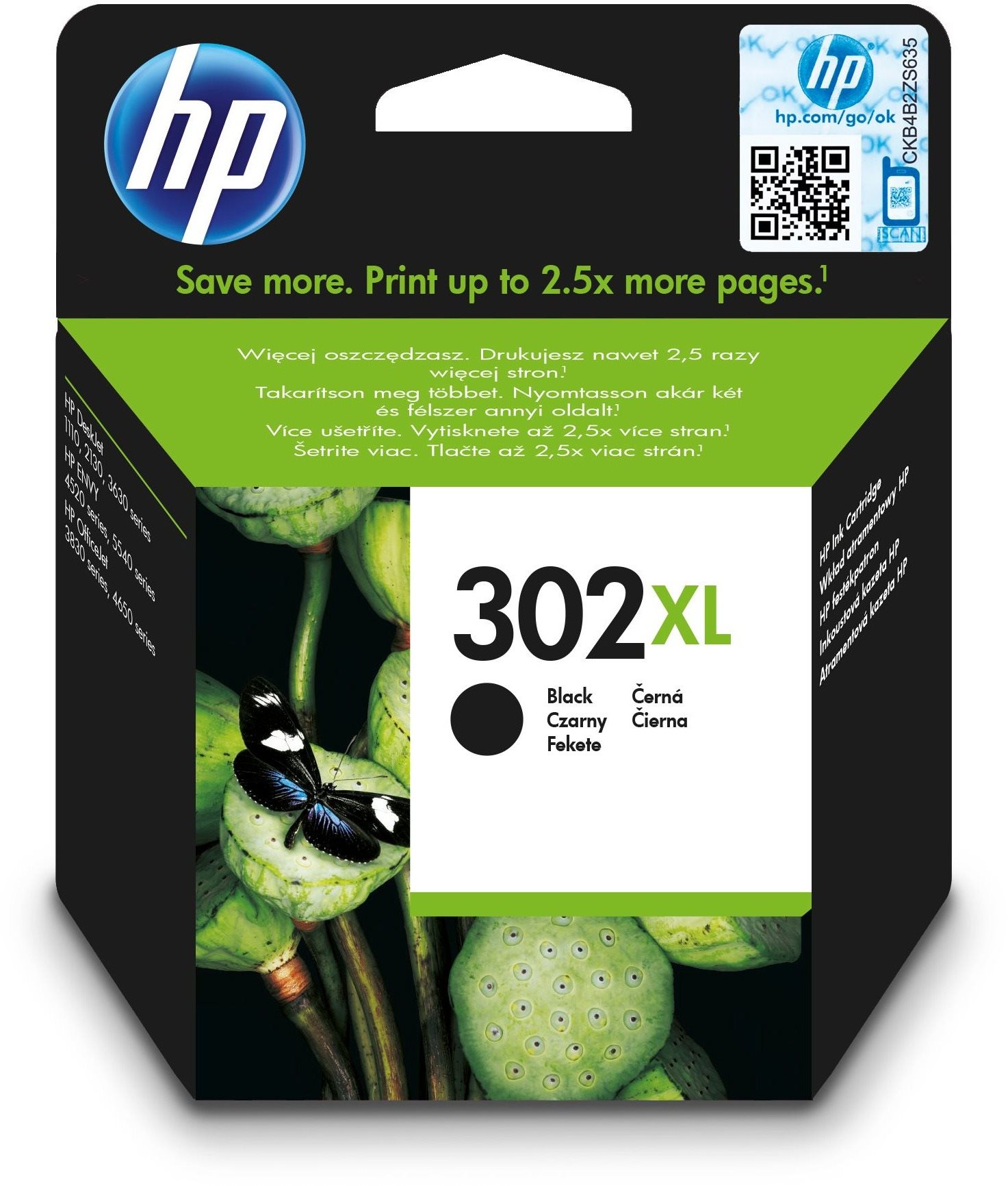 HP F6U68AE č. 302XL černá inkoustová cartridge