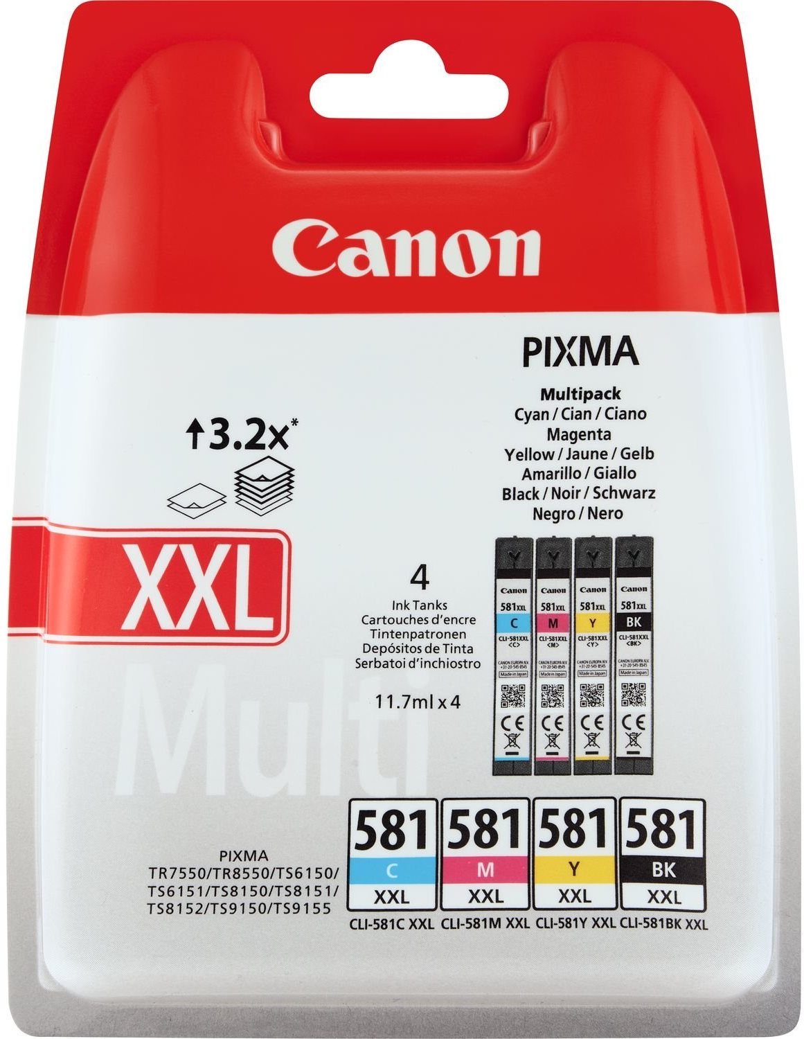 Canon CLI-581 C/M/Y/BK XXL Multipack inkoustové kazety