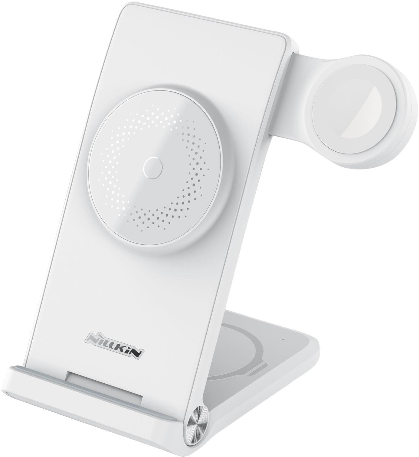 Nillkin PowerTrio 3v1 Bezdrátová Nabíječka MagSafe pro Apple Watch White (MFI)