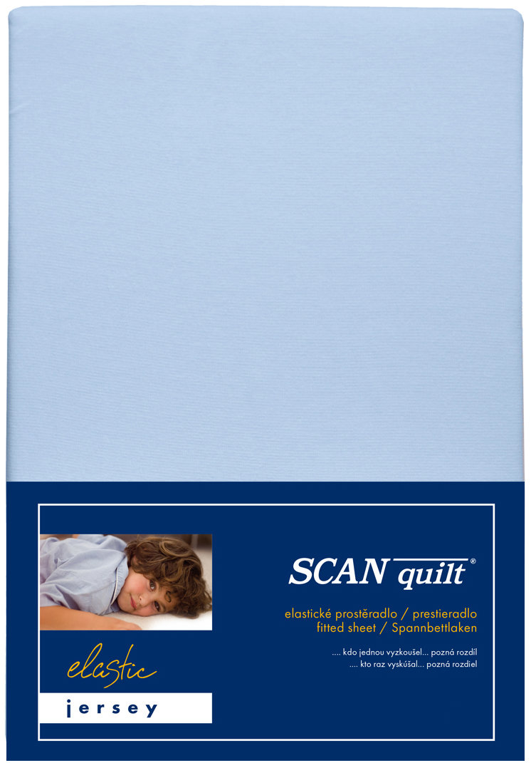 SCANquilt Dětské prostěradlo Jersey Elastic Lycra světle modré 70 × 140 cm